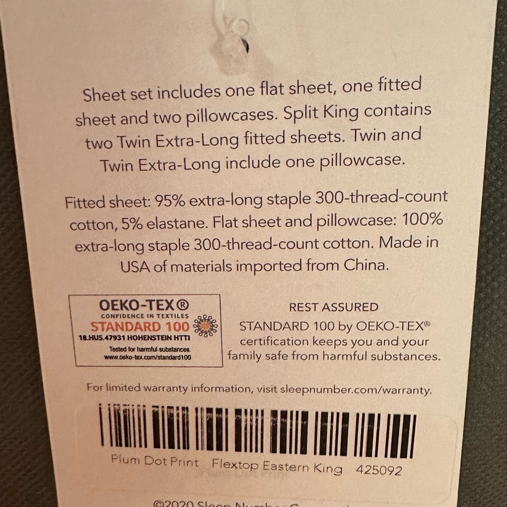 Sleep Number White with Plum Dot Sheet Set - Picture 3 of 5